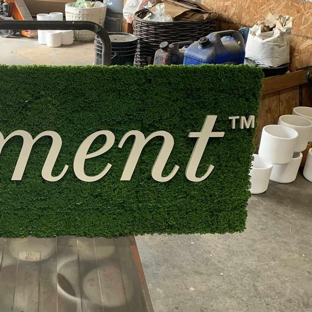 Artificial Moss Wall with Text Artificial Moss Wall with Text