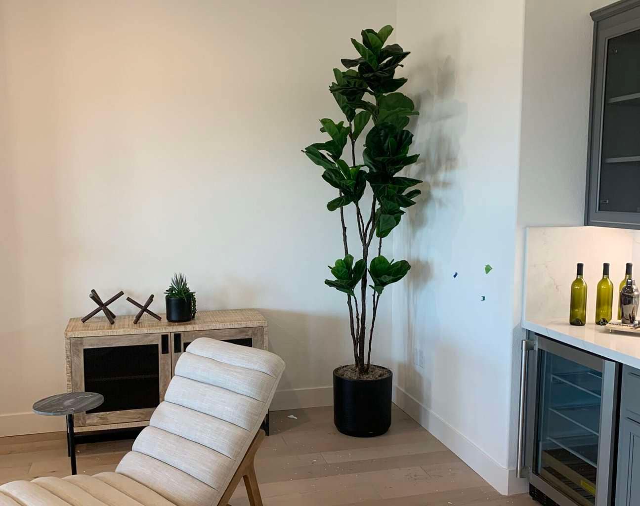 Sparce 7 ft artificial fiddle leaf fig tree in cylinder planter Sparce 7 ft artificial fiddle leaf fig tree in cylinder planter