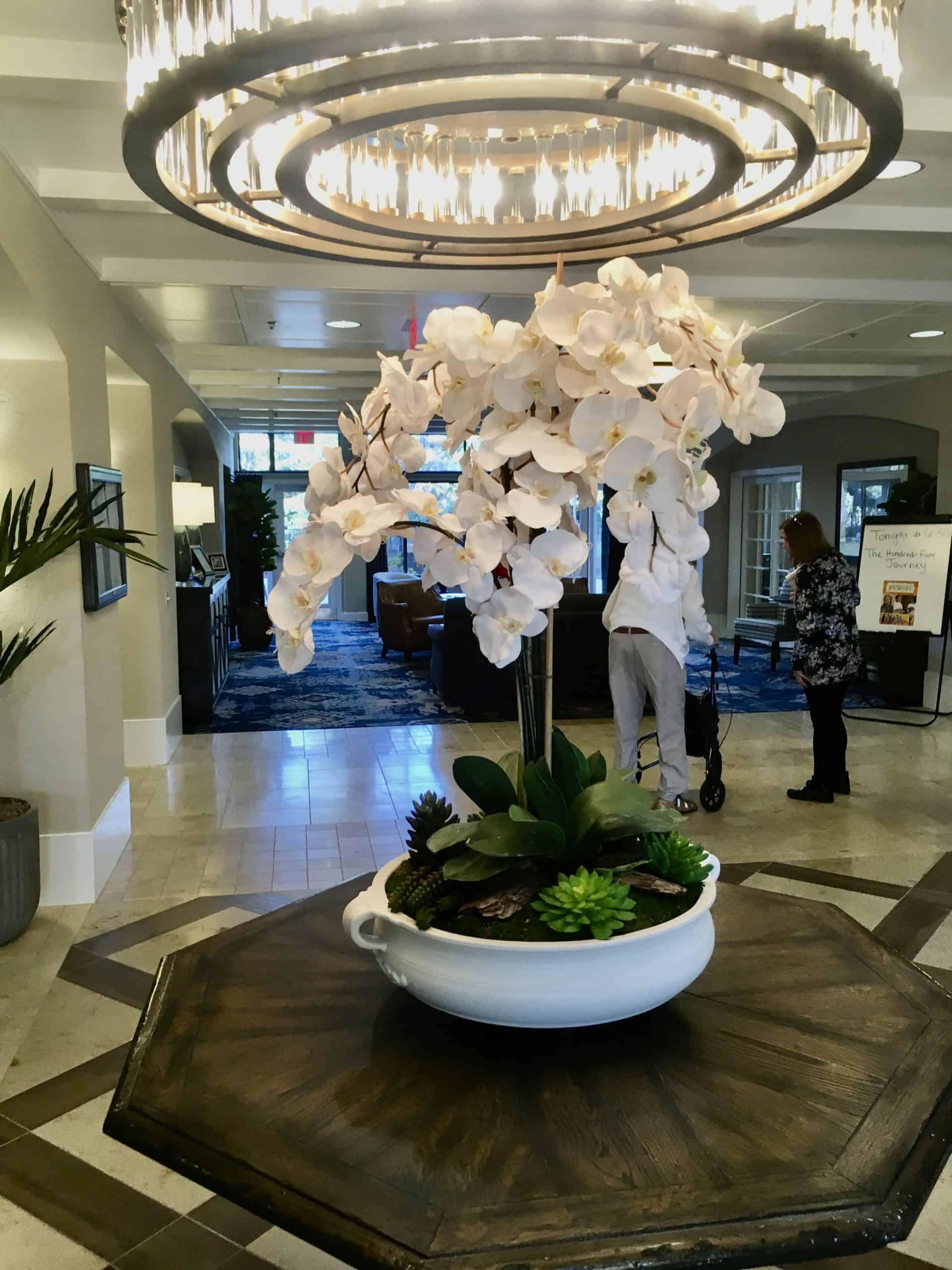Elegant white orchid arrangement
