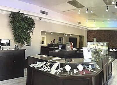 Elegant jewelry display with artficial trees
