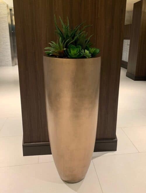 Office Building in Oakland with Succulents in tall planter artificial plants for commercial buildings