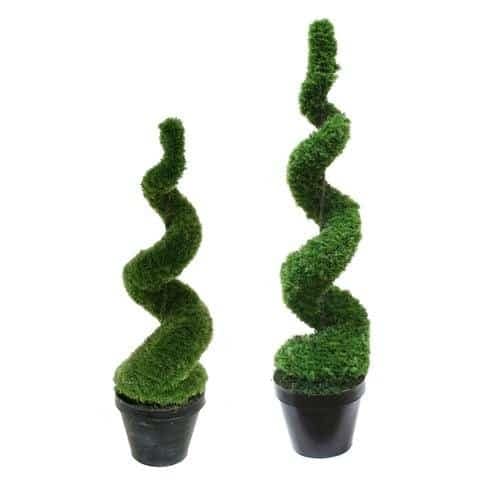 Faux Cone Shaped boxwood topiary Elegant twisted topiary plants for garden decor or interior design. Perfect for adding greenery and.