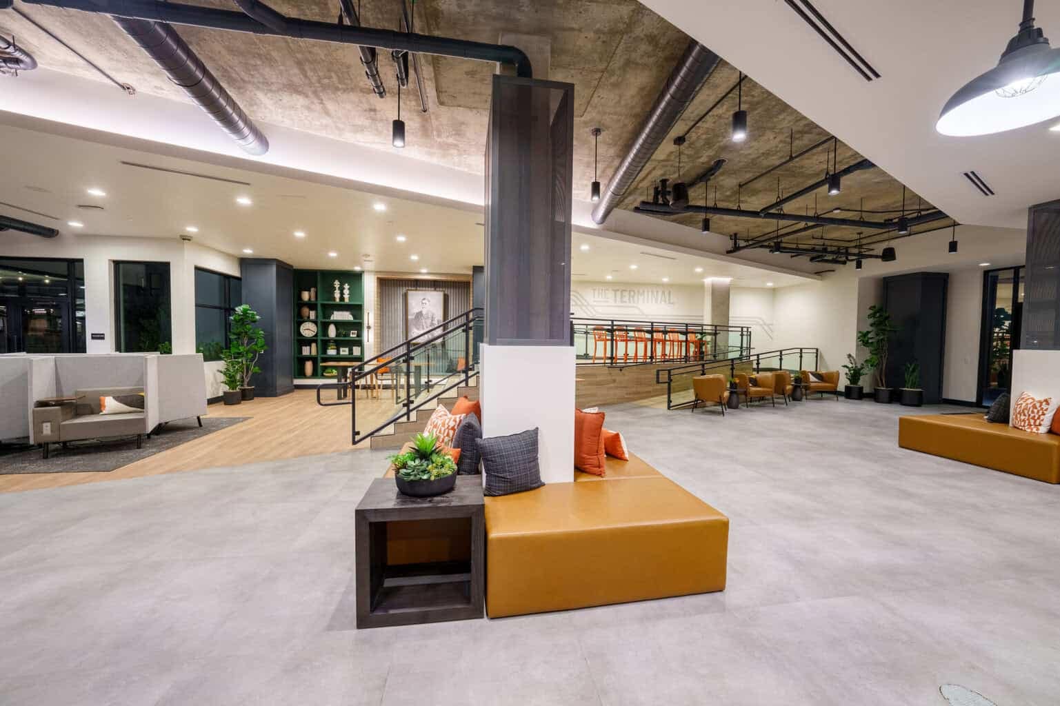 artificial plants in apartment lobby